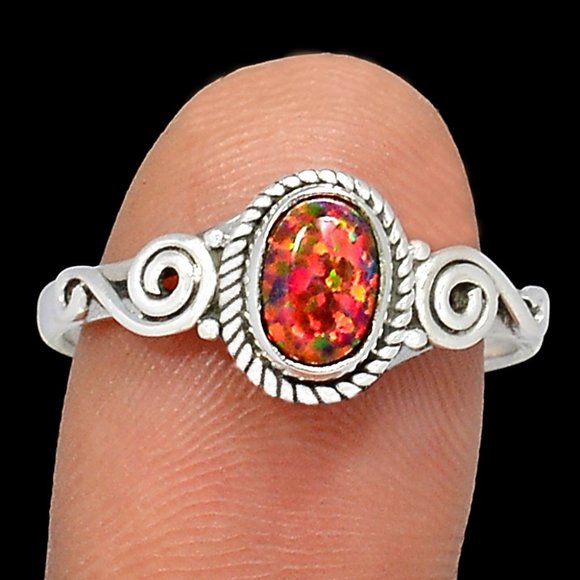 New - Red Fire Opal 925 Sterling Silver Ring - Size 9 - Picture 1 of 1